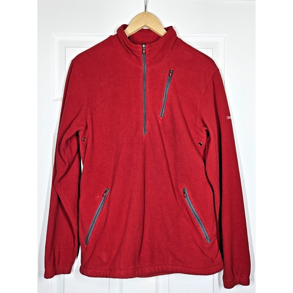 ScotteVest 1/4 Zip Microfleece Pullover Mens S Red Travel Outdoor TEC Vented - Picture 2 of 13